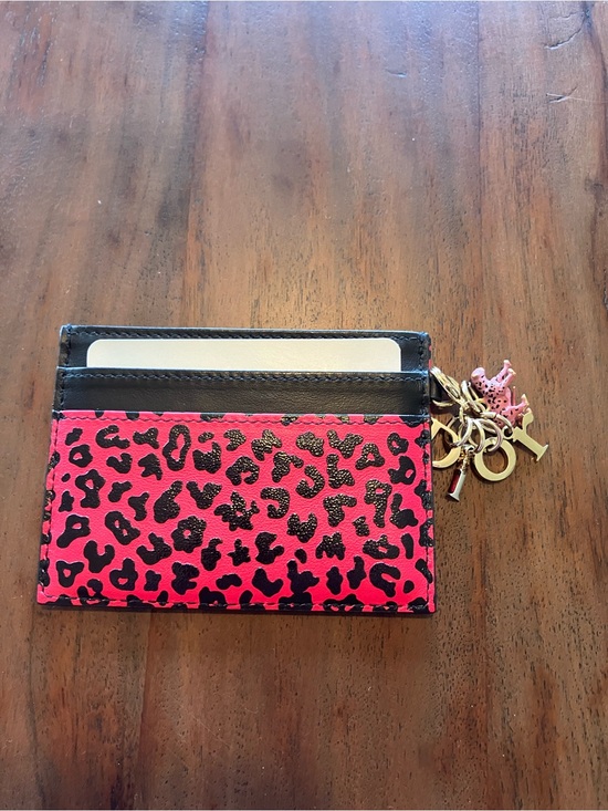 Dior Accessories - Dior Pink and Black Leopard Card Holder with Gold-Tone Key Charms